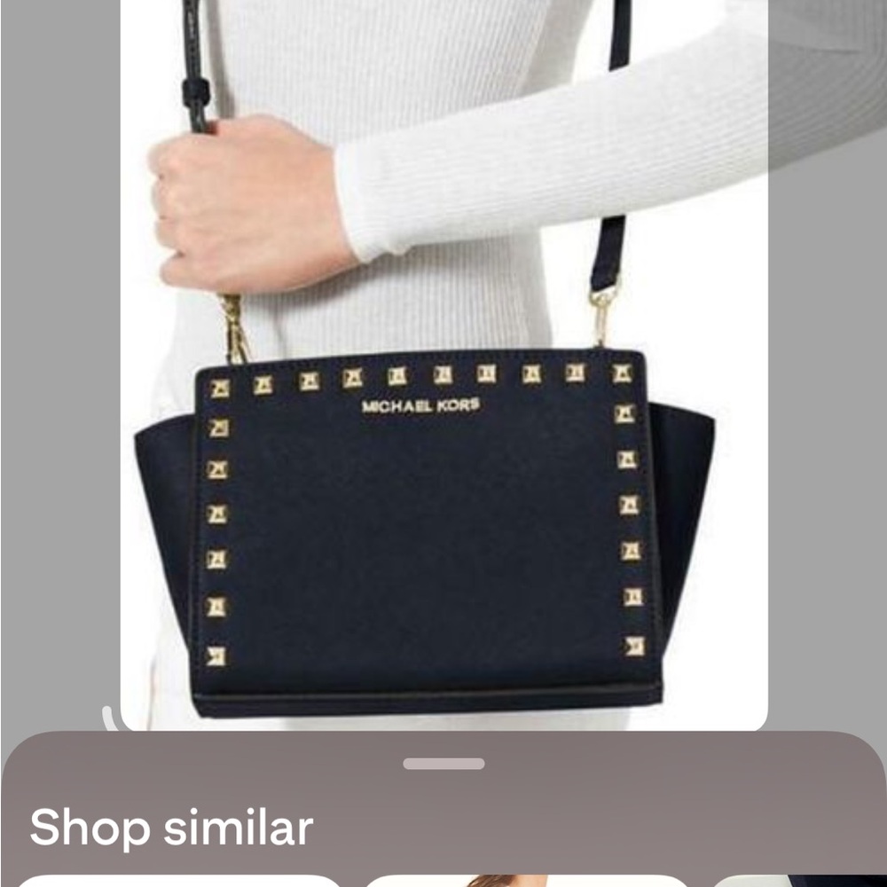 Michael Kors Black Crossbody Bag with Gold Studs